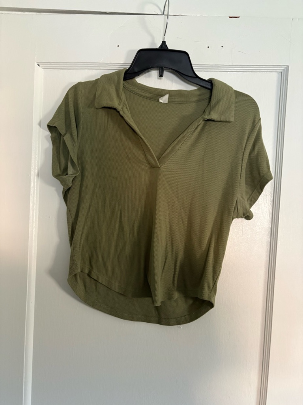 Old Navy Olive Green Cropped Polo Top
